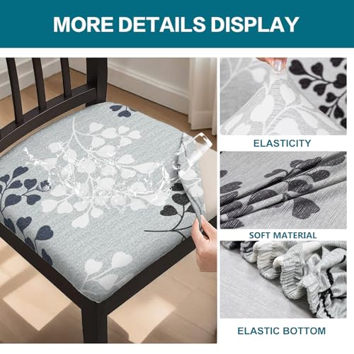 KRFOONN Waterproof Seat Covers for Dining Room Chairs Set of 4 with Bench Cover Washable Dining Chair Covers Removable Kitchen Chair Cushion Slipcovers Protector, A14 - color: Color A14