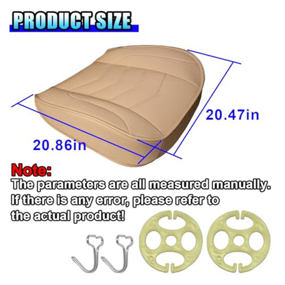 Luxury Faux Leather Car Seat Cover - Anti-Slip Waterproof Drive Seat Cushion Car Front Bottom Seat Cover with Storage Pocket - Universal Full Wrap Seats Protector for Cars SUV Trucks (Beige) - color: Beige