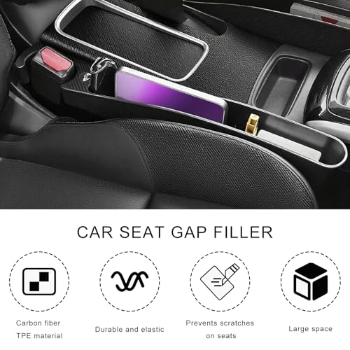 2 PCS Car Seat Gap Filler, Multifunctional Auto Side Seat Crevice Filler with Charging Hole, Car Gap Blocker Storage Box Inserts Between Seat & Console for Key Phone Card
