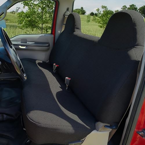ESMING Custom Fit Front Bench Seat Cover for Ford F250 F350 F450 F550 1999-2007 Super Duty, Durable Oxford Cloth Truck Seat Cover with Utility Pockets - Black - color: Black, size: Waterproof Oxford Cloth