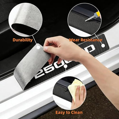 4Pcs Car Door Sill Protector Door Sill Scuff Plate Stickers Compatible with Sierra 2500HD (White) - color: 2500HD (White)