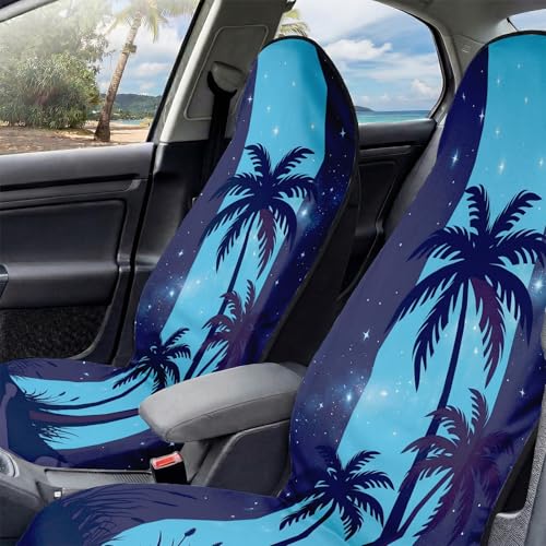 2 Pack Car Seat Towel Covers, Sweat-Proof Microfiber Seat Protectors for Gym, Running, Beach & Workout, Breathable Quick-Dry, Machine Washable, Night Palm Tree Print, Universal Fit - color: Night Palm Tree