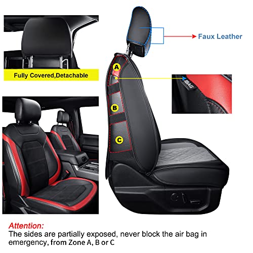 LUCKYMAN CLUB F150 Full-Set Seat Covers J03-Q3 with Waterproof Faux Leather, Fit 2015-2026 Ford F150 and 2017-2026 F250 F350 F450 (Full Set, Black-Gray) - color: Black&Gray, size: Full Set