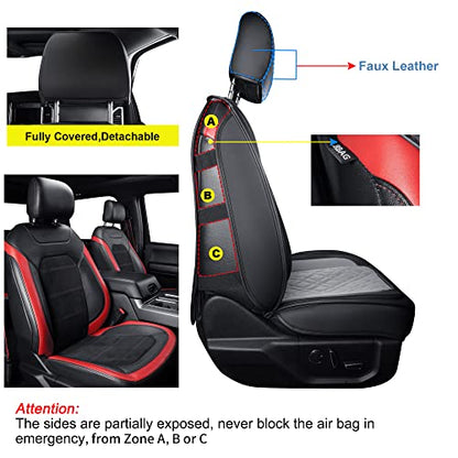 LUCKYMAN CLUB F150 Full-Set Seat Covers J03-Q3 with Waterproof Faux Leather, Fit 2015-2026 Ford F150 and 2017-2026 F250 F350 F450 (Full Set, Black-Gray) - color: Black&Gray, size: Full Set