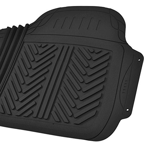 Motor Trend FlexTough 3-Row Heavy Duty Rubber Floor Mats & Liners Mega Truck/SUV/Van Combo - Heavy Duty All Weather Protection, Universal Trim to Fit, Black - color: Black