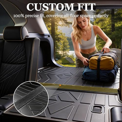 PROSHEVE Cargo Mat for Toyota RAV4 2019-2025 Including Hybrid, Custom Fit TPE Trunk Mat with Seat Back Protector, All Weather Waterproof Cargo Liner for Toyota RAV4 Accessories, Black - size: 19-25 rav4 Cargo Mat