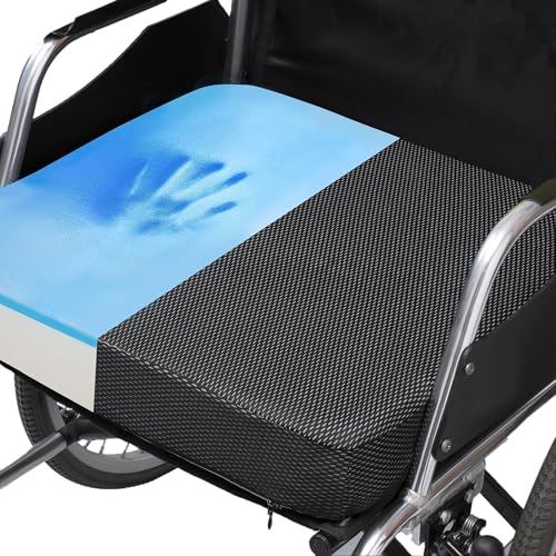 Ifoam Gel Infused Memory Foam Layer Wheelchair Cushion - Seat Cushion for Wheelchair-Office Chair, Kitchen Chair-Pressure Sore and Tailbone Pain Relief-High Dense Polyfoam Base (Black, 24×18×4 inch) - color: Black, size: 24×18×4 inch