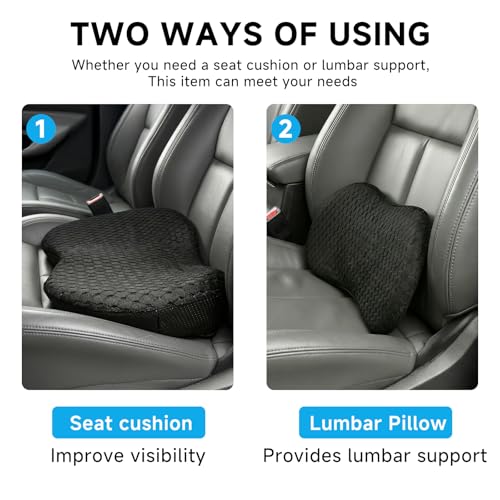 Livtribe Car Seat Cushion - Memory Foam Seat Pad for Sciatica & Lower Back Pain Relief - Driving Cushion with Breathable Mesh Cover - Road Trip Essentials for Drivers (3D Black) - color: Black