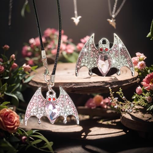 New Bat Aromatherapy Car Decoration Clip Car Air Vent Decorative Fragrance Bat Rearview Mirror Pendant Ambience Decoration Pendant (Silver Bat & Silver Bat Pendant) - size: Silver Bat & Silver Bat Pendant