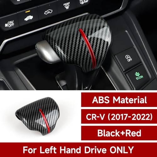 Car Gear Shift Knob Cover Decals for 2017 2018 2019 2020 2021 2022 Honda CR-V Accessories CRV ABS Carbon Fiber Stickers, Black Red - color: Gear Shift Knob Cover, Black Red