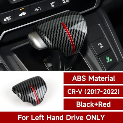 Car Gear Shift Knob Cover Decals for 2017 2018 2019 2020 2021 2022 Honda CR-V Accessories CRV ABS Carbon Fiber Stickers, Black Red - color: Gear Shift Knob Cover, Black Red