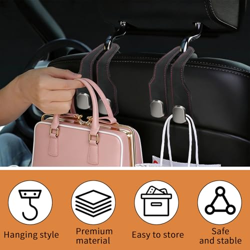 2 Pack Car Seat Headrest Hooks for Purses and Bags, Car Purse Holder With Double Metal Hooks, Headrest Back Seat Handbags Hook, Universal Car Purse Hanger, Cute Car Hanging Accessories, Black - color: 2pcs Black