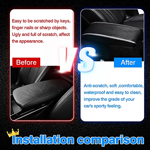 Autorder Center Console Cover for Kia Seltos 2021 2022 2023 2024 2025 Accessories Carbon Fiber Armrest Cover Anti-Scratch Middle Console Pad Leather Armrest Protector - size: 2021-2025 Kia Seltos