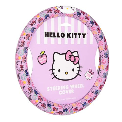 Hello Kitty Steering Wheel Cover, Official Sanrio Car Steering Wheel Cover with Universal Size 14.5-15.5, Cute Steering Wheel Cover for Women, Hello Kitty Car Accessories (Lavender Print) - style: Hello Kitty Lavender Doodle