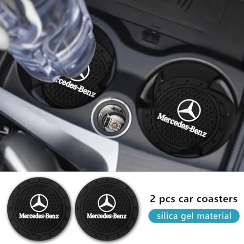 Car Cup Holder Coaster for Mercedes Benz Recessed Silicone Cupholder Coaster Interior Accessories 2.75in 2Pack Black - color: Black-08