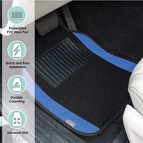 FH Group Automotive Floor Mats – Universal Fit Premium Carpet Car Mats with Driver Heel Pad, Full Set for Cars, SUVs & Trucks - Blue - color: Blue