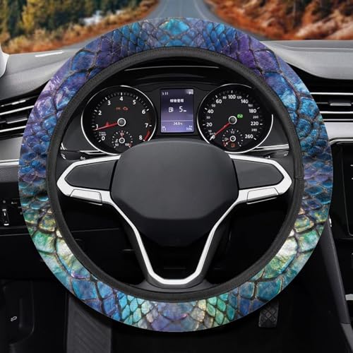 AFPANQZ Auto Steering Wheel Covers Comfort Anti-Slip Safety Stretch-on 14-15 inch, Colorful Snake Skin Easy Fix Machine Washable Steering Wheel Protection - color: Colorful Snake Skin