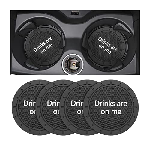 Car Cup Coaster, 4Pcs 2.75 Inch Auto Cup Holder Insert Coasters, Non-Slip Waterproof Embedded Drink Mat, Automotive Interior Accessories for Men and Women (B Black/4PCS) - color: B Black/4PCS