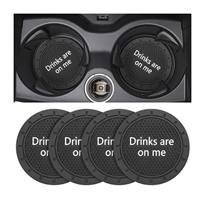 Car Cup Coaster, 4Pcs 2.75 Inch Auto Cup Holder Insert Coasters, Non-Slip Waterproof Embedded Drink Mat, Automotive Interior Accessories for Men and Women (B Black/4PCS) - color: B Black/4PCS
