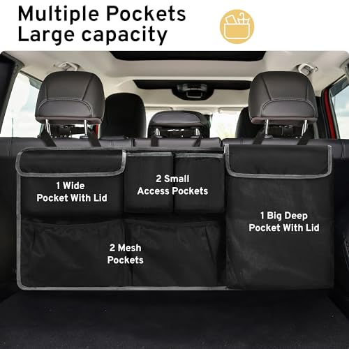 XHRING Car Trunk Organizer Backseat Hanging Storage Bag for Toyota Rav4 4Runner Sienna Highlander Corolla Cross Sequoia Venza Yaris SE XSE LE Hybrid XLE Limited Platinum SUV Accessories 2000-2025 2026