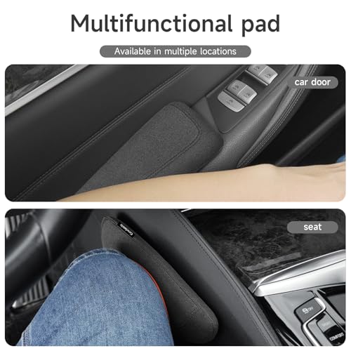 Alcantane Elbow Rest: Memory Foam Support for Car Legs and Knee, Anti-Fatigue - color: black right hand pad