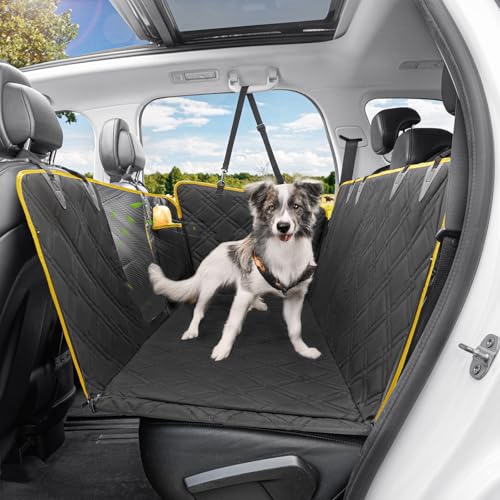 Dog Back Seat Cover, 600D Heavy Duty Durable Rear Seat Protector Waterproof Dog Hammock for Car Scratch Proof with Nonslip Universal for Sedan, Trucks and SUV (Black) (Black)