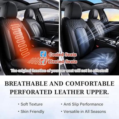 Coverado Seat Covers, Car Seat Covers Full Set, Black Seat Cover, Front Seats Back Seat Cover, Waterproof Car Seat Cushion,Leather Car Seat Protector Universal Fit Most Cars - color: Air Backrest-Black, size: FullSet