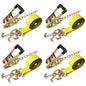 4PCs Towing Recovery Winch Strap w/RTJ Cluster Hook 2" x12', with 4PCs Ratchet Chain Tail, 10000LBS Recovery Towing Truck Straps, Towing Truck Car Trailer Winch Wrecker Tie Down Straps - size: 2"x12FT w/Ratchet(4PCs)