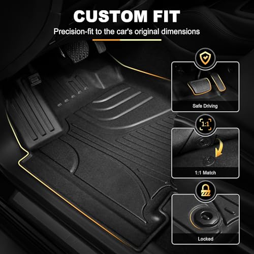Floor Mats Fit for 2008-2017 Buick Enclave 7-Seat (Only for 2nd Row Bucket Seats Models) Custom Fit All Weather TPE Floor Mats and Cargo Liner with Backrest Mat for Buick Enclave Accessories, Black - style: (2) 2008-2018 Enclave | Floor Mats & Cargo Mat &