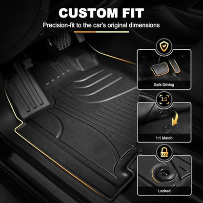 Floor Mats Fit for 2008-2017 Buick Enclave 7-Seat (Only for 2nd Row Bucket Seats Models) Custom Fit All Weather TPE Floor Mats and Cargo Liner with Backrest Mat for Buick Enclave Accessories, Black - style: (2) 2008-2018 Enclave | Floor Mats & Cargo Mat &