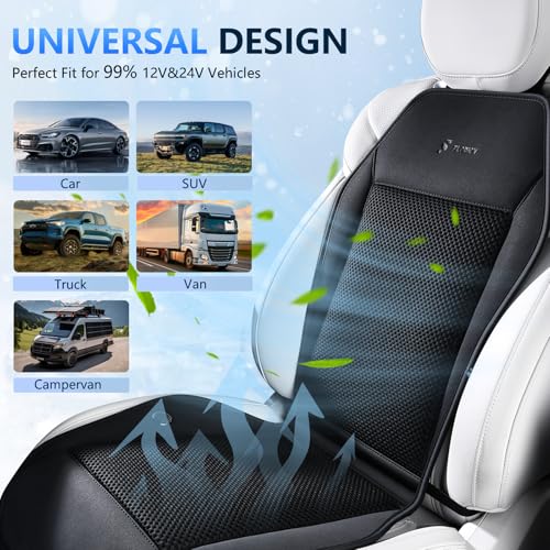 Cooling Car Seat Covers with 8 Turbo Fans Blowing & Suction Ventilated Car Seat Cushion 12V-24V 3-Speed Adjustable Car Seats Cooling Pad Universal Fit for Car SUV Truck Van Summer Driving