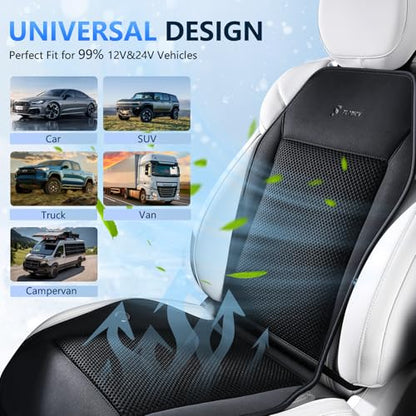 Cooling Car Seat Covers with 8 Turbo Fans Blowing & Suction Ventilated Car Seat Cushion 12V-24V 3-Speed Adjustable Car Seats Cooling Pad Universal Fit for Car SUV Truck Van Summer Driving
