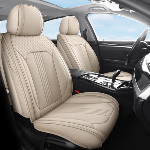 Car Seat Covers Fit for Mitsubishi L200 2000-2026 Breathable Faux Leather Durable Anti Slip Full Coverage Easy to Clean Truck Protector(Beige Full Set) - color: Beige, size: Fit for L200 2000-2026 Full Set