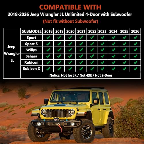 KARPAL Floor Mats & Cargo Liner for 2018-2025 2026 Jeep Wrangler JL Unlimited 4-Door with Subwoofer (Not for JK/4XE), All Weather TPE Custom Fit Floor Liners Car Mats Accessories - style: 2018-2026 | For Jeep JLU | Upgraded Combo Set