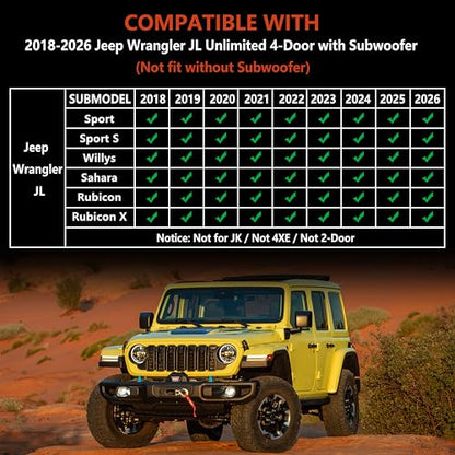 KARPAL Floor Mats fit for 2018-2025 Jeep Wrangler JL Unlimited | TPE All Weather Protection Custom Fit Car Mats - style: 2018-2025 | For Jeep JLU | Full Set