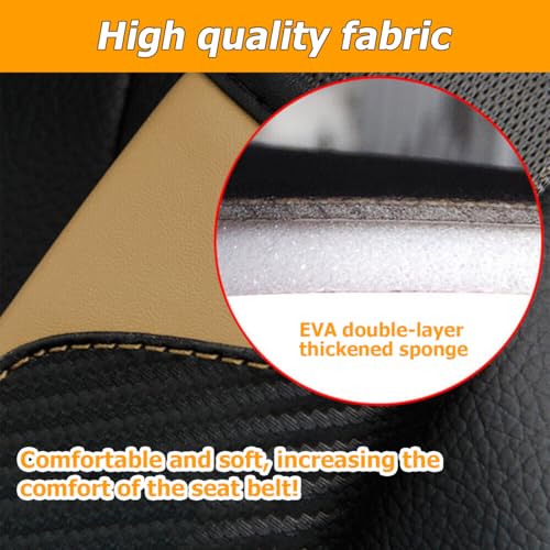 2PCS Car Seat Belt Cover, Carbon Fiber Seatbelt Shoulder Protection, Soft Car Seat Belt Strap Cushion Protect Your Neck and Shoulder, Car Accessories Seat Belt Pad for Car Truck (Beige) - color: Beige