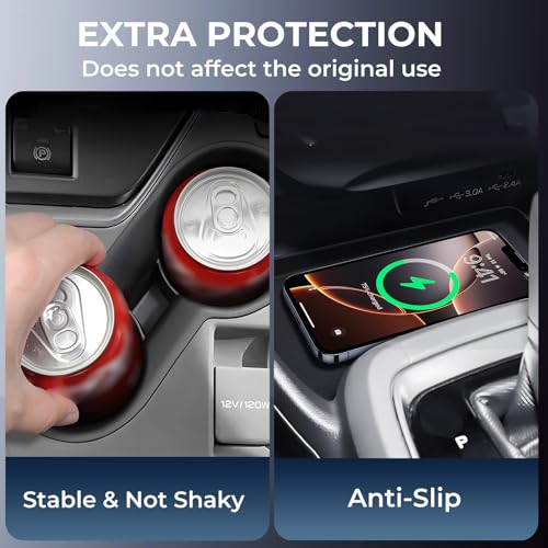 Cup Holder Insert & Wireless Charging Protective Mats for Subaru Crosstrek/Impreza 2026 2025 2024, Center Console Interior Accessories Cup Holder & Wireless Charger Cover Pad, Black - style: Fits for 2024-2026 Crosstrek/Impreza
