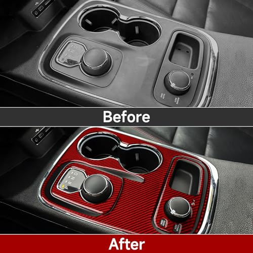 Car Gear Shift Panel Decals for 2014-2017 Dodge Durango Accessories Carbon Fiber Interior Stickers, Knob Style - color: Gear Shift Panel, C
