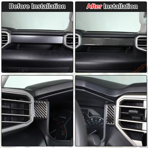 Carbon Fiber Center Control Panel Dashboard Strips Trim Sticker Fit Toyot@a Tundra/Sequoia 2022-2024 Center Console Molding Panel Cover Dashboard Central Control Strip Interior Decorative Accessories - size: Center Control Panel Dashboard Strips Trim