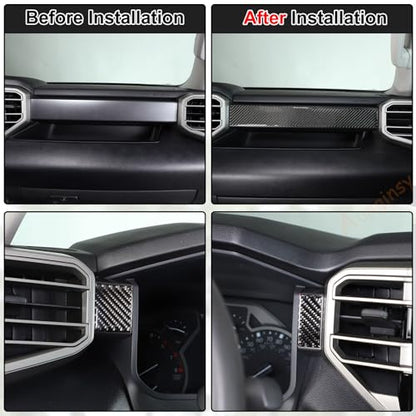 Carbon Fiber Center Control Panel Dashboard Strips Trim Sticker Fit Toyot@a Tundra/Sequoia 2022-2024 Center Console Molding Panel Cover Dashboard Central Control Strip Interior Decorative Accessories - size: Center Control Panel Dashboard Strips Trim