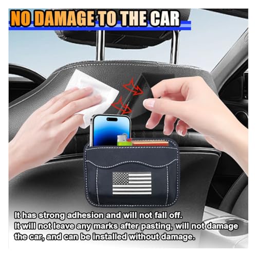 American Flag Car Seat Side Pocket Organizer, PU Leather Seat Gap Filler Tray Pouch, Auto Cell Phone & Sunglasses Holder, Mini Vehicle Storage Bag for Stowing Tidy (Flag, Black/White) - color: Black/White, style: Flag
