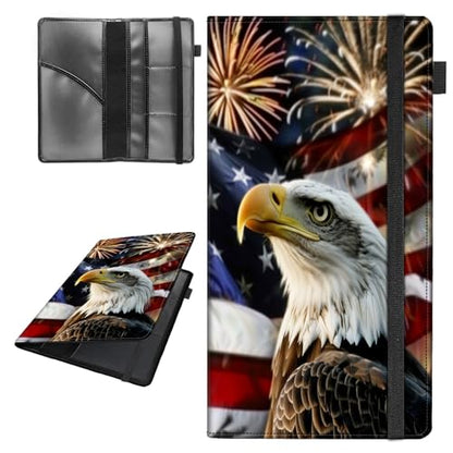 Car Registration and Insurance Holder,Leather Vehicle Glove Box Organizer Wallet for Document,Perfect for any Car,Truck,Motorcycle,Driver License,Trailer or Boat,Men & Women,American Flag-289 Eagle