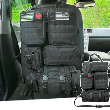 7 PACK Tactical Car Seat Back Organizer With 5 Detachable Pouches Upgrade Tactical Molle Vehicle Panel Organizer Universal fits for Most of Car Truck Ford Jeep Vehicle