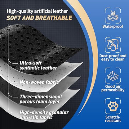 RAV4 Full Coverage Car Seat Covers for Toyota RAV4 2019-2025 Gas LE XLE XLE Premium Limited, Custom Fit Faux Leather Seat Covers Full Set, Water-Resistant Automotive Seat Protectors-Black Gray
