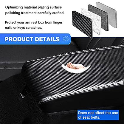Autorder Center Console Cover for Kia Seltos 2021 2022 2023 2024 2025 Accessories Carbon Fiber Armrest Cover Anti-Scratch Middle Console Pad Leather Armrest Protector - size: 2021-2025 Kia Seltos