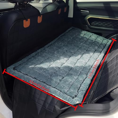 Backseat Pet Bed Mat, Truck Plaid Dog Bed for Car Back Seat, Deluxe Dog Seat Covers, Non-Slip Travel Pet Mat, Fit for Backseat Extenders and Trucks SUVs (Blue, 24.8x54 inch) - color: Blue