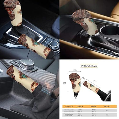 Horeset Ethnic Western Aztec Cactus 11 Pack Car Seat Cover with Headrest Cover+Cup Coasters+Handbrake Cover+Gear Shift Caover+Lanyaeds Key Chain Universal Fit Most Cars SUV Van Sedan Truck - color: Ethnic Western Aztec Cactus