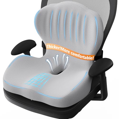 Benazcap Memory Foam Seat Cushion with Lumbar Support Pillow for Office Chair, Car & Gaming Seat, Wheelchair, Ergonomic Design for Sciatica & Tailbone Pressure Relief, Gray - color: Mesh Gray, size: 45*30*37cm