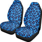 Blue Leopard Print Car Front Seat Covers, Thin Breathable Easy to Install Automotive Bucket Seat Covers Fits Most Cars SUV Trucks, 2 Piece - color: Blue Leopard