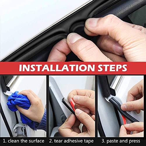 33Ft Universal Self Adhesive Weather Seal Strip for Car, 51/100 Inch Wide X 1/5 Inch Thick, Auto Door & Window Weatherstrip with Engine Cover (2 Rolls, 16.5 Ft Each) - size: 33 Feet Long